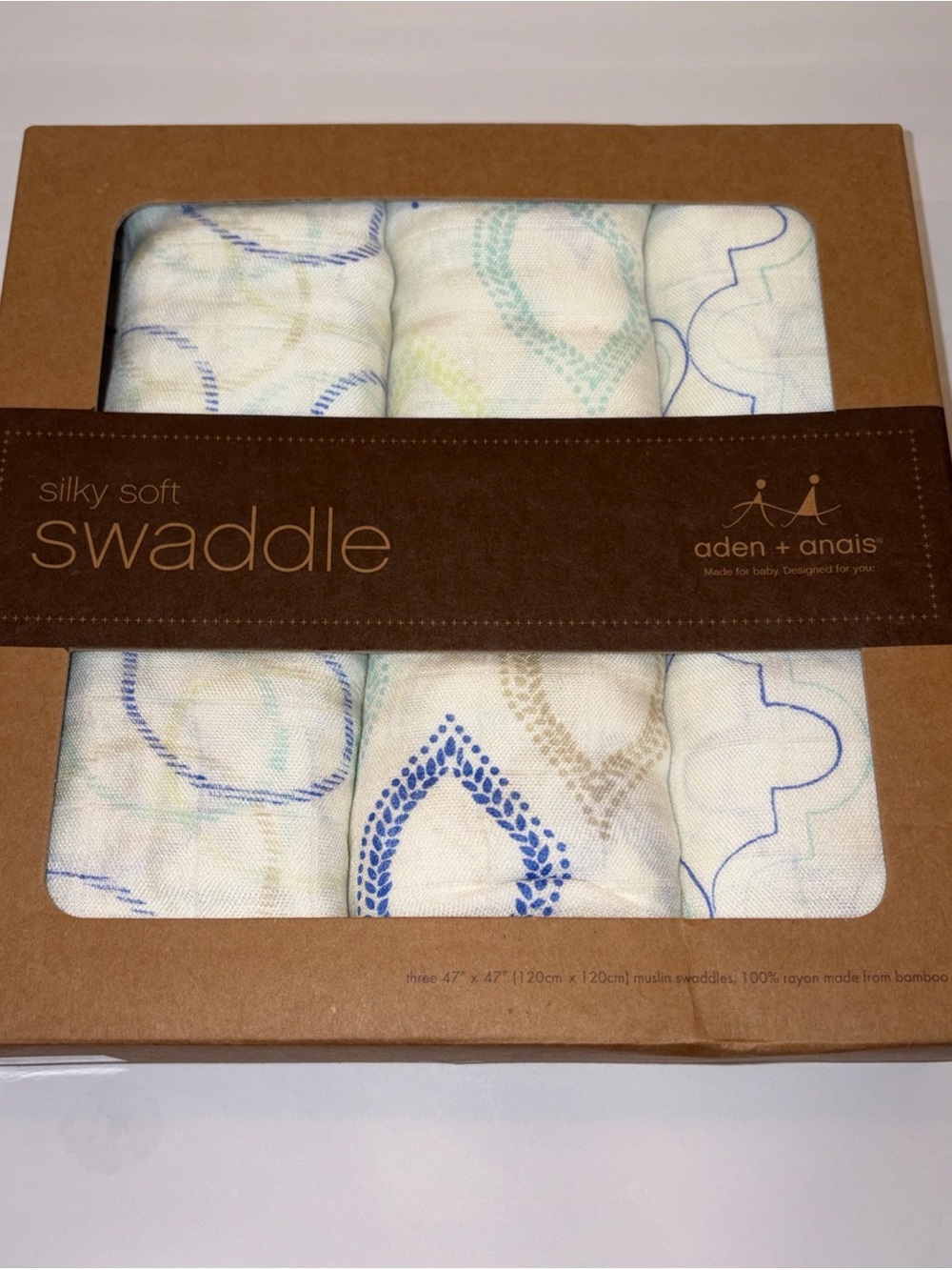 aden + anais Blue & Cream Silky Soft Swaddle Set